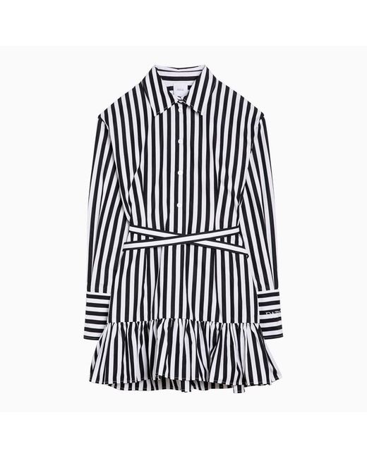 Patou Black Striped Cotton Mini Chemisier Dress