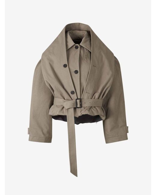 Balenciaga Natural Hooded Cotton Trench Coat