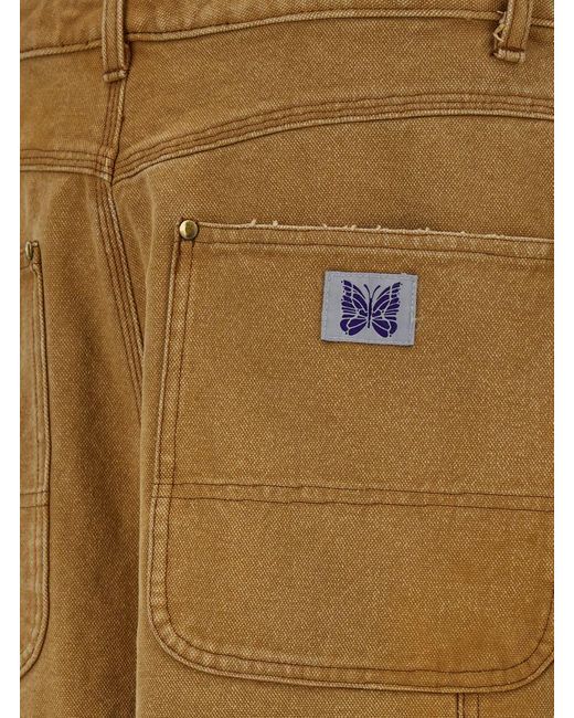 Needles Natural Beige Jeans With Apron Detail And Logo Patch In Cotton Denim for men