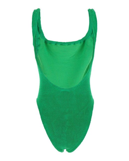 Hunza G Green One-Piece Swimsuit With Squared Neckline