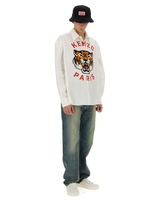 KENZO Gray ' Lucky Tiger' Shirt for men