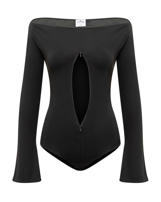 Courreges Black Courreges Crepe Jersey Bodysuit