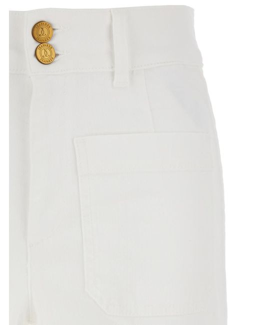 Seafarer White 'Jane' Pants With Patch Pockets On The Front And Logo Patch On The Back