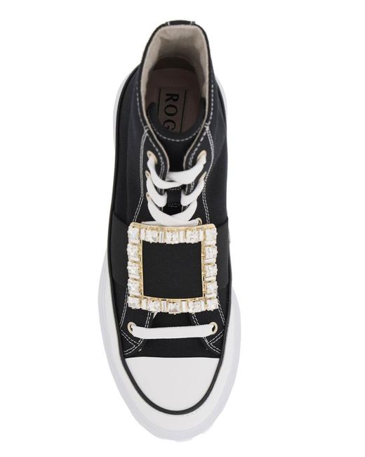 Roger Vivier Black Viv' Go-thick Canvas High-top Sneakers With Buckle