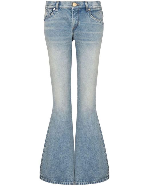 Balmain Blue Low-rise Bootcut Jeans