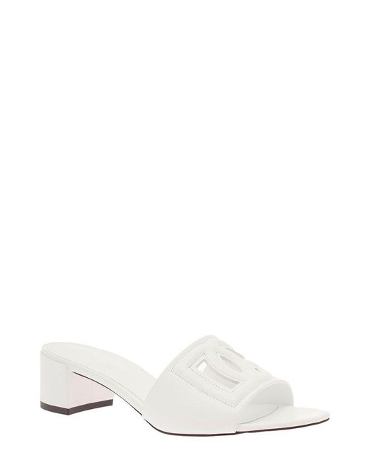 Dolce & Gabbana White Slide Sandal With Logo