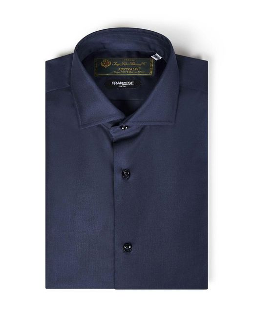 Franzese Collection Blue Franzese Napoli Donald Trump Model Shirt for men