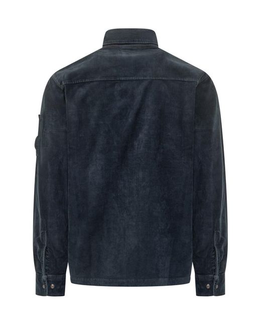 C P Company Blue Corduroy Jacket With Zipper for men