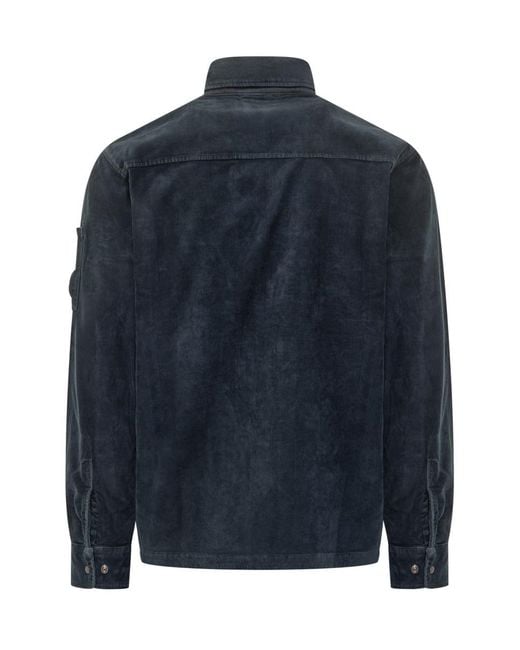 C P Company Blue Corduroy Jacket With Zipper for men