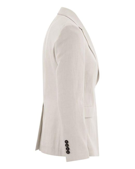 Brunello Cucinelli Natural Cotton And Linen Jacket