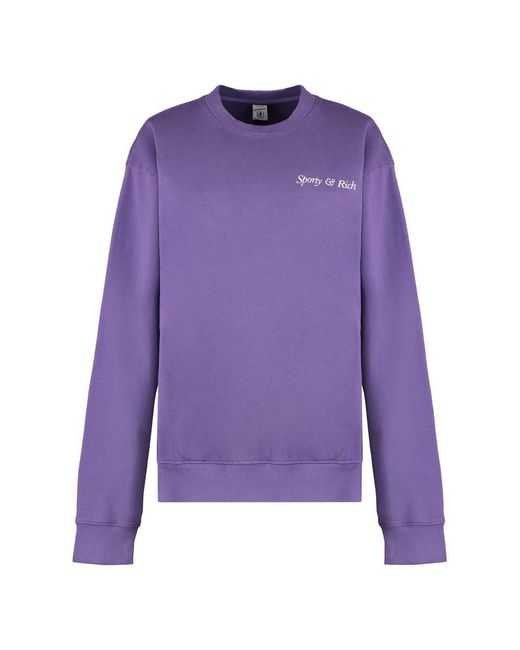 Sporty & Rich Purple Cotton Crew-Neck Sweatshirt