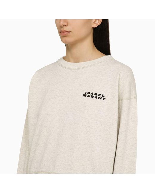 Isabel Marant White Ecru Crew-Neck Sweatshirt With Logo