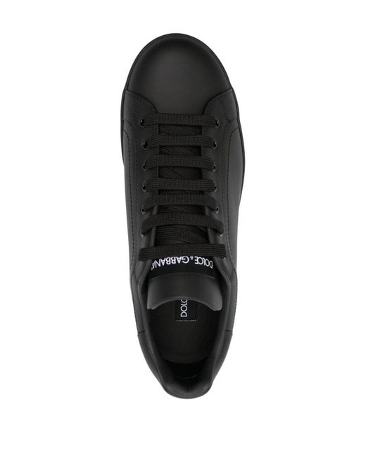 Dolce & Gabbana Black Calfskin Sneaker Shoes for men