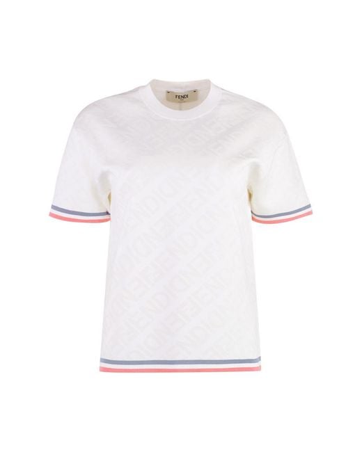 Fendi White Jacquard Knit T-shirt