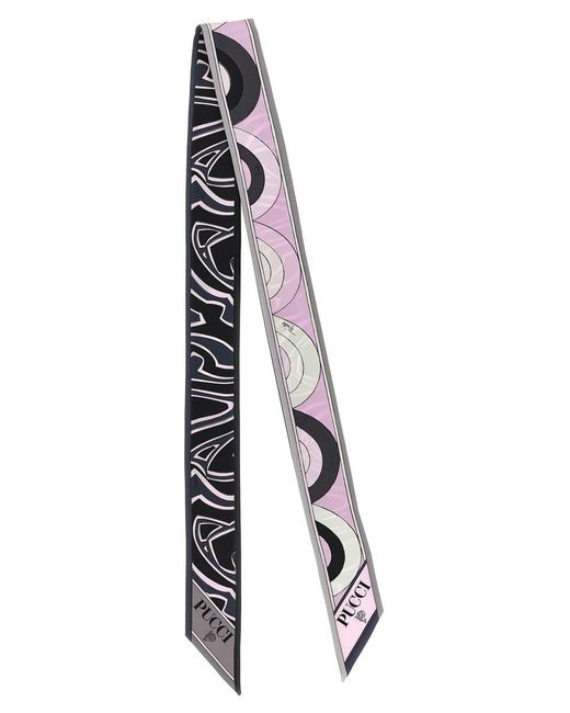 Emilio Pucci White Double Face Bandeau Scarves And Foulards