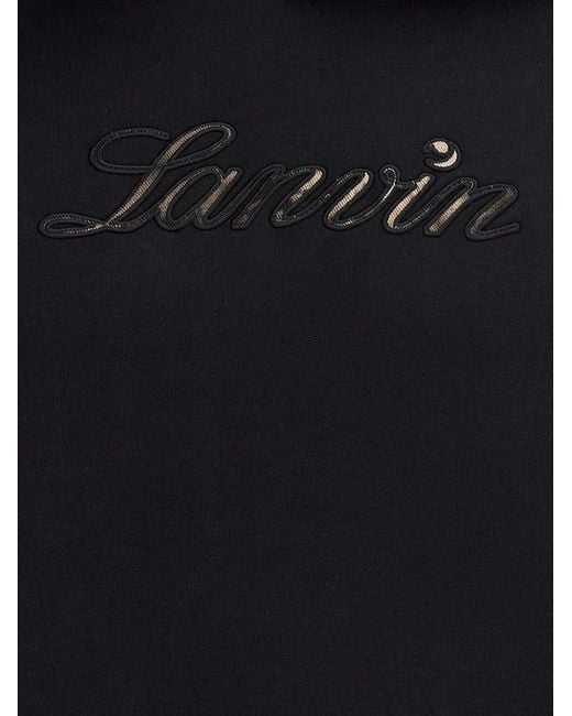 Lanvin Blue Comfort Fit Fleece Cotton Hoodie for men