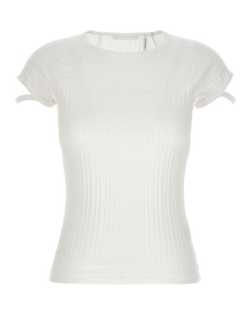 Helmut Lang White Ribbed T-shirt
