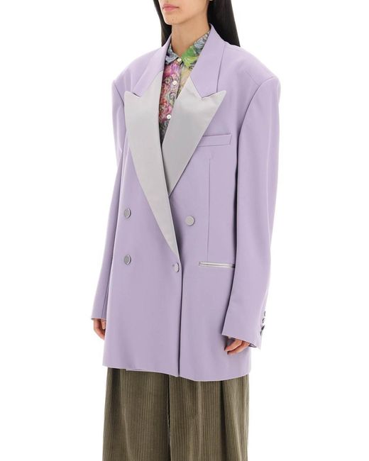 Dries Van Noten Purple Bliss Tux Double-Breasted Tuxedo Blazer