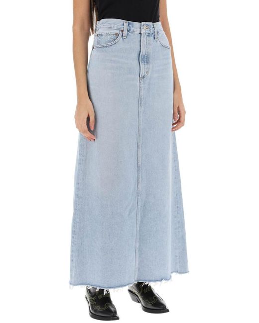 Agolde Blue Hilla Maxi Skirt In Denim