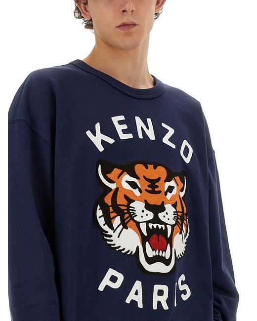 KENZO Blue "Lucky Tiger" Sweatshirt for men
