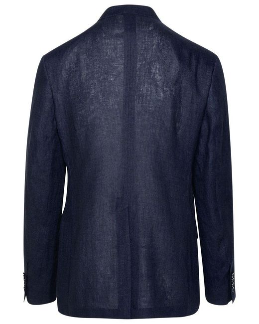 Dolce & Gabbana Blue Linen Blazer for men