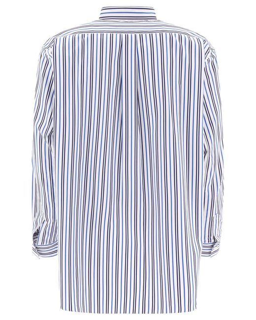 COMME DES GARÇONS PLAY Blue Striped Shirt With Chest Pocket for men