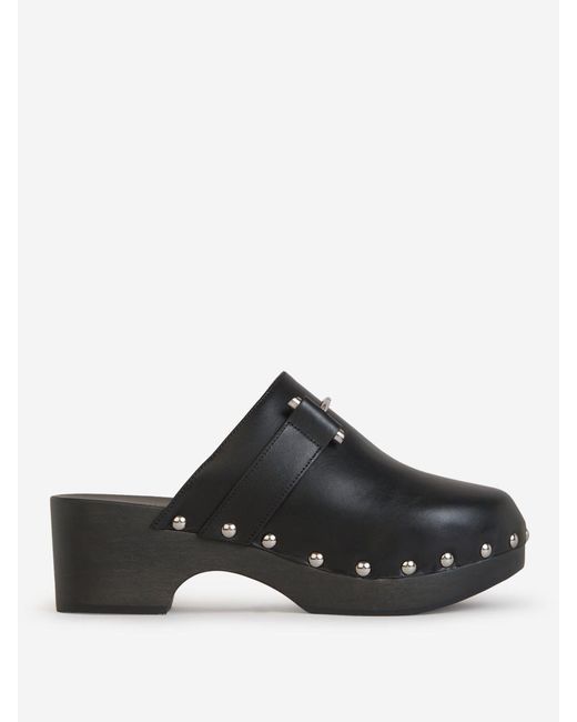 Givenchy Black Logo Leather Clogs