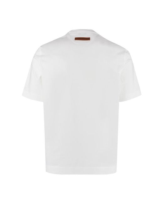 Zegna White Cotton Crew-neck T-shirt for men