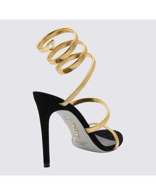 Rene Caovilla Metallic Black And Gold Juniper Sandals