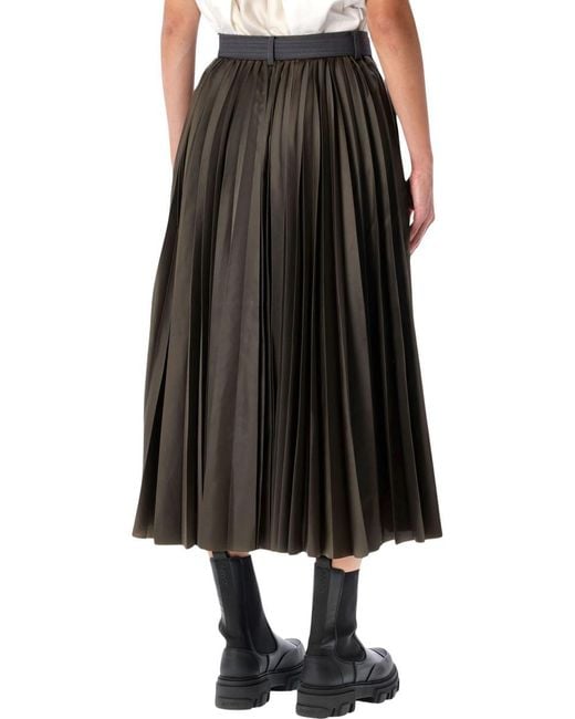 Sacai Gray Wool And Twill Midi Skirt