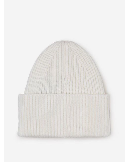 Palm Angels White Embroidered Logo Beanie for men