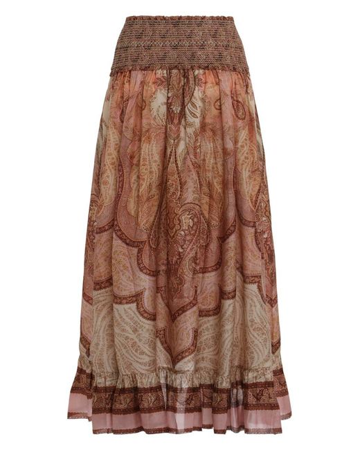Zimmermann Brown Maxi Skirt With Ruffles Wanderlust