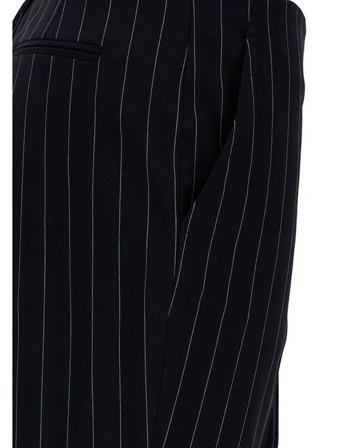 The Attico Blue Slim Pinstripe Pants With Belt