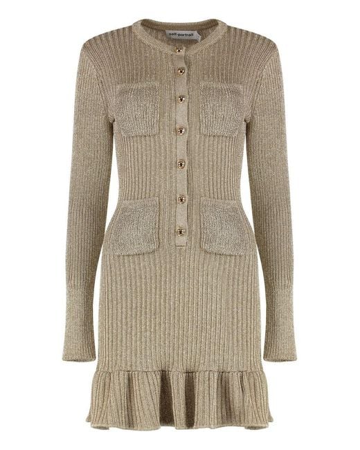 Self-Portrait Natural Lurex Knit Dress