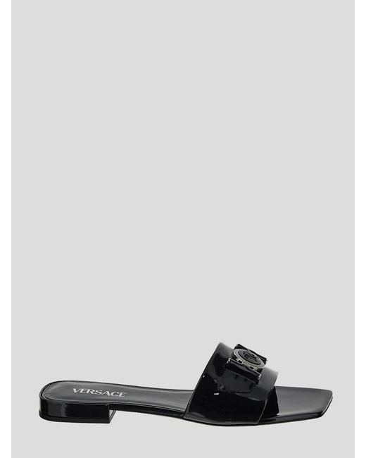 Versace Black Patent Leather Sandals