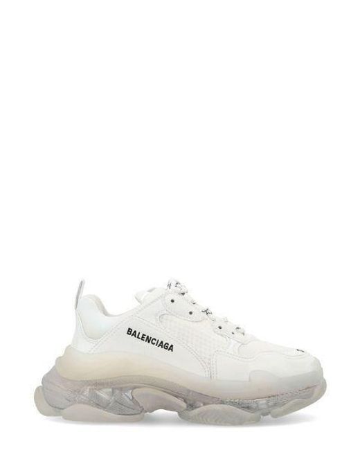 Balenciaga White Leather Triple S Sneakers