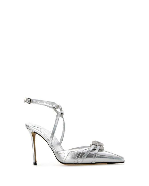 Mach & Mach White Nappa Leather Pumps