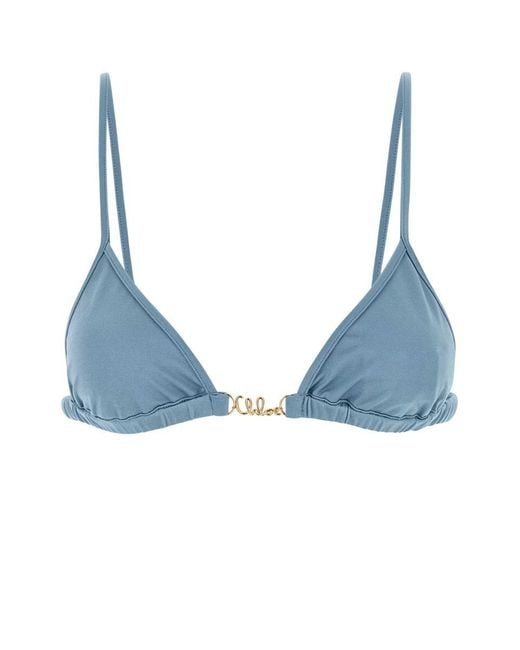 Chloé Blue Cerulean Stretch Nylon Bikini Top