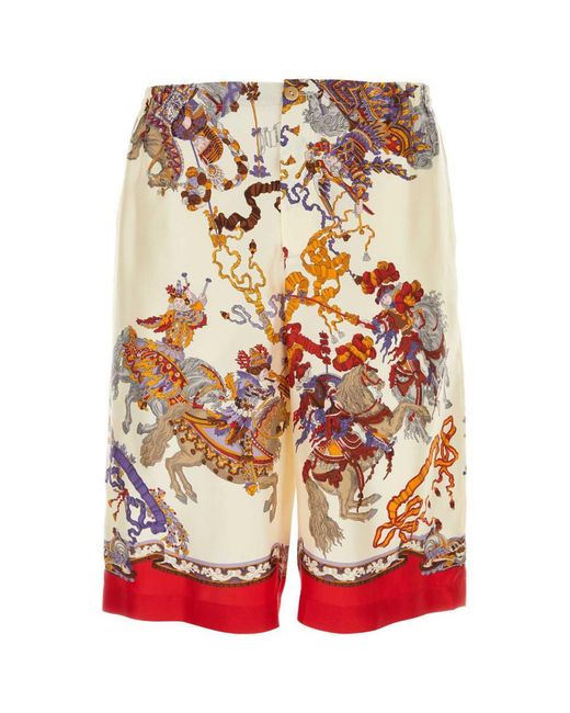 Gucci Multicolor Straight-leg Printed Silk-twill Shorts for men