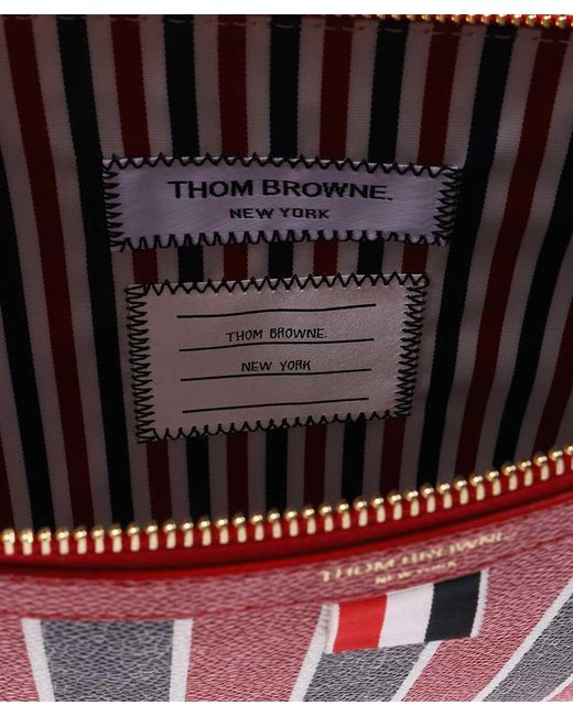 Thom Browne Red Leather Flat Pouch for men
