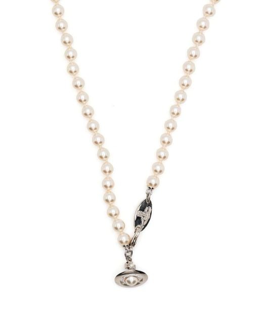 Vivienne Westwood Metallic Simonetta Pearl Necklace Accessories