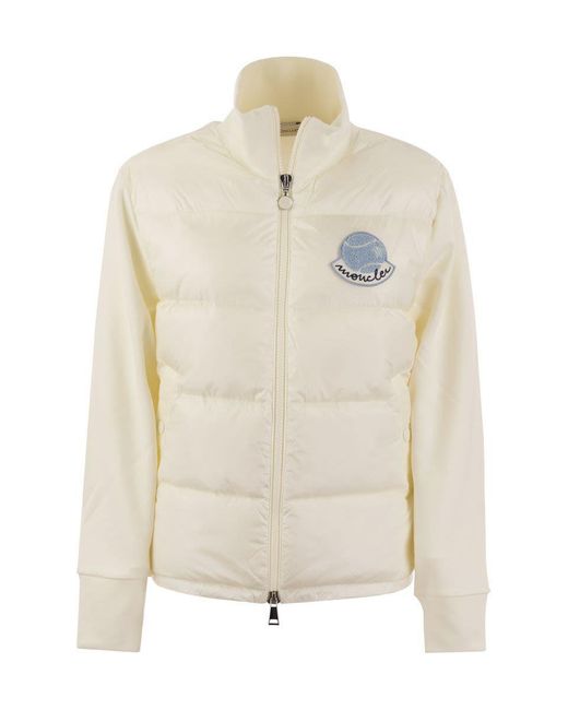 Moncler Natural Padded Sweatshirt With Tennis-Style Logo