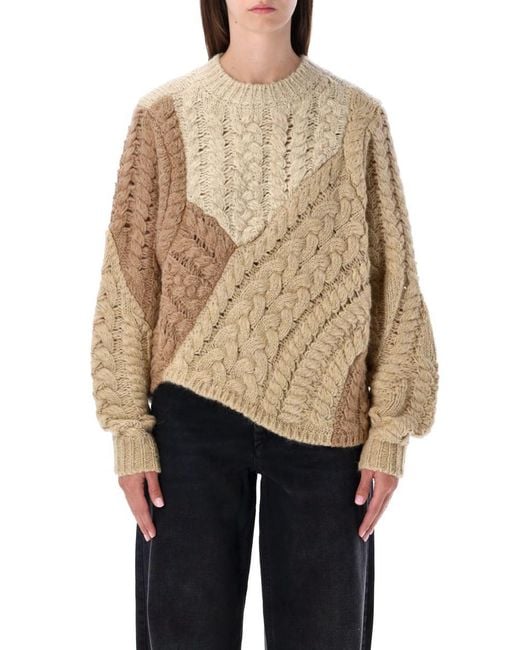 Isabel Marant Natural Patchwork Cable Knit Sweater