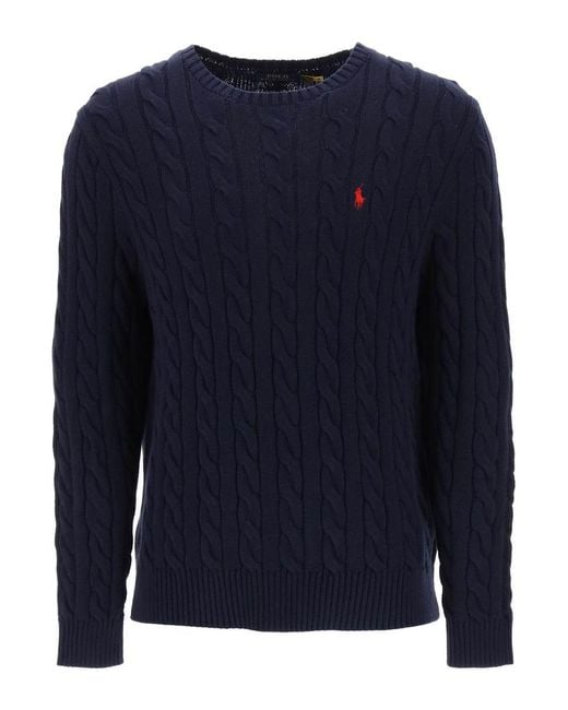 Polo Ralph Lauren Blue Crew-neck Sweater In Cotton Knit for men