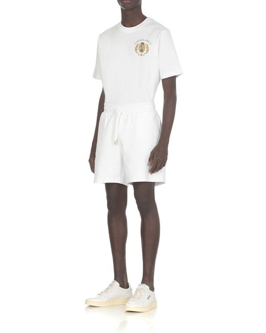Casablancabrand White Organic Cotton Bermuda Shorts for men