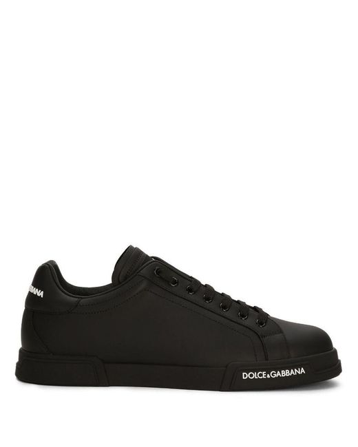 Dolce & Gabbana Portofino Logo-detail Sneakers in Black for Men | Lyst