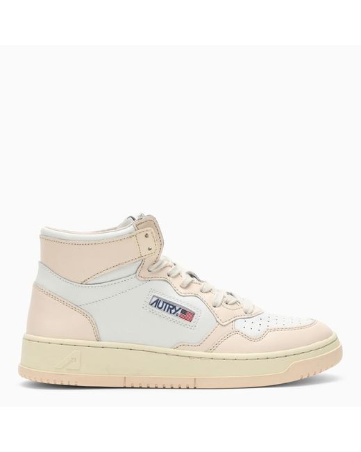 Autry Medalist Mid White/nude Trainer