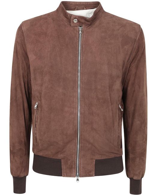 Barba Napoli Brown Biker Sport Jacket for men