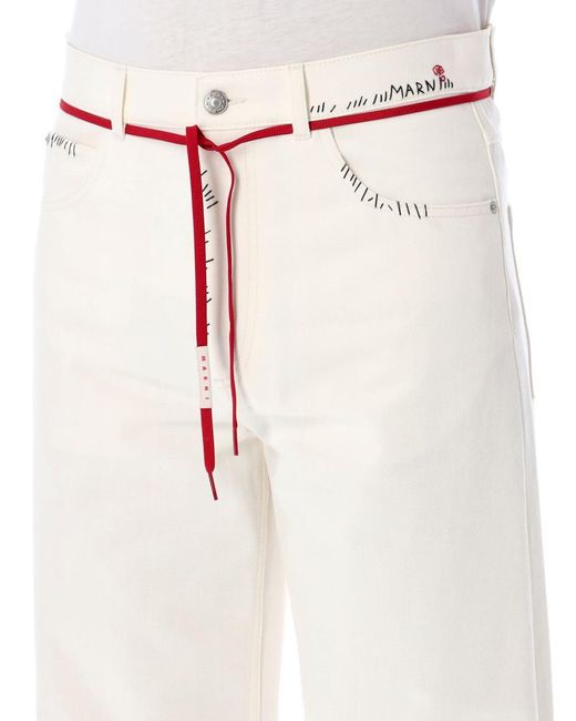 Marni White Cotton Woven Pants for men