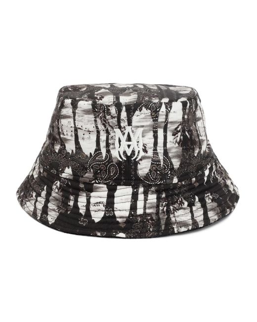 Amiri Black Bandana Reversible Bucket Hat for men